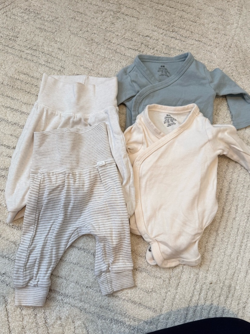 H&M Neutral Mixed Baby One-Piece Set in Blue, Cream, and Gray